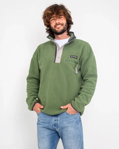 The Columbia Mens Helvetia Half Snap Fleece Jacket in Canteen, Flint Grey & Shark