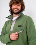 The Columbia Mens Helvetia Half Snap Fleece Jacket in Canteen, Flint Grey & Shark