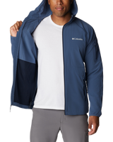 The Columbia Mens Tall Heights Hooded Softshell Jacket in Dark Mountain & Collegiate Navy Ripstop