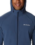 The Columbia Mens Tall Heights Hooded Softshell Jacket in Dark Mountain & Collegiate Navy Ripstop