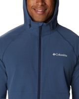 The Columbia Mens Tall Heights Hooded Softshell Jacket in Dark Mountain & Collegiate Navy Ripstop