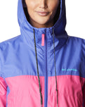 The Columbia Womens Flash Challenger Novelty Jacket in Wild Geranium, Purple Lotus & Atoll Logo