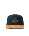 The Rip Curl Mens Routine Curve Trucker Cap in Black & Tan