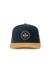 The Rip Curl Mens Routine Curve Trucker Cap in Black & Tan