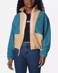 Back Bowl Zip Fleece Jacket in Cloudburst, Canoe & Salmon Rose