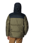 The Columbia Mens Puffect Hooded Jacket in Stone Green & Black