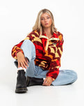 The Columbia Womens Helvetia Cropped Half Snap Fleece Jacket in Spice Floristic, Sunkissed & Juicy