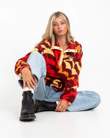 The Columbia Womens Helvetia Cropped Half Snap Fleece Jacket in Spice Floristic, Sunkissed & Juicy