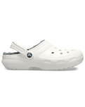 The Crocs Womens Classic Fuzz-Lined Clogs in White & Grey