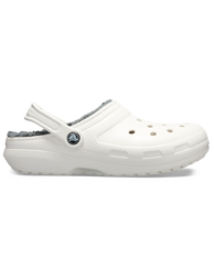 The Crocs Womens Classic Fuzz-Lined Clogs in White & Grey