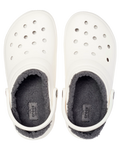 The Crocs Womens Classic Fuzz-Lined Clogs in White & Grey