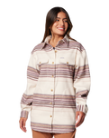 The Columbia Womens Calico Basin Shirt Jacket in Chalk Vista Stripe