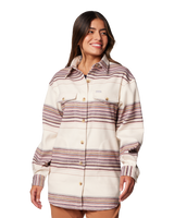 The Columbia Womens Calico Basin Shirt Jacket in Chalk Vista Stripe