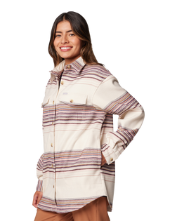 The Columbia Womens Calico Basin Shirt Jacket in Chalk Vista Stripe