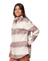 The Columbia Womens Calico Basin Shirt Jacket in Chalk Vista Stripe