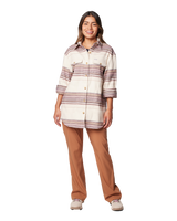 The Columbia Womens Calico Basin Shirt Jacket in Chalk Vista Stripe