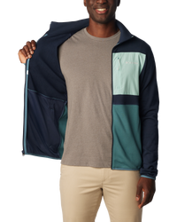 The Columbia Mens Hike Full Zip Fleece Jacket in Collegiate Navy, Cloudburst & Spray