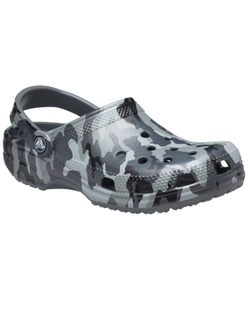 The Crocs Mens Classic Printed Camo Clogs in Slate Grey & Multi