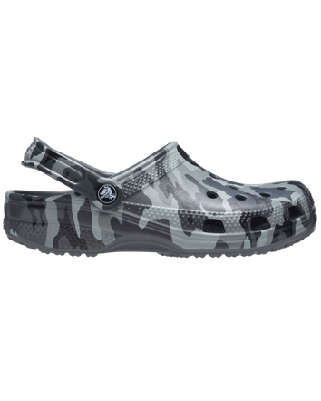 The Crocs Mens Classic Printed Camo Clogs in Slate Grey & Multi