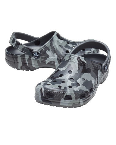 The Crocs Mens Classic Printed Camo Clogs in Slate Grey & Multi