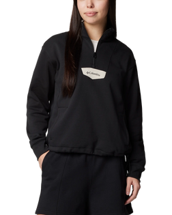 The Columbia Womens Lodge 1/4 Zip Sweatshirt in Black & Dark Stone