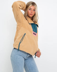 The Columbia Womens Riptide 1/4 Zip Fleece Jacket in Canoe, Cloudburst & Salmon Rose