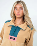 The Columbia Womens Riptide 1/4 Zip Fleece Jacket in Canoe, Cloudburst & Salmon Rose