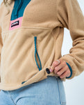 The Columbia Womens Riptide 1/4 Zip Fleece Jacket in Canoe, Cloudburst & Salmon Rose