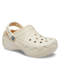 The Crocs Womens Classic Platform Lined Clogs in Bone