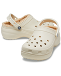 The Crocs Womens Classic Platform Lined Clogs in Bone