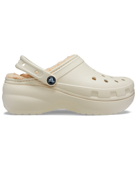 The Crocs Womens Classic Platform Lined Clogs in Bone