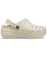 The Crocs Womens Classic Platform Lined Clogs in Bone