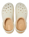 The Crocs Womens Classic Platform Lined Clogs in Bone