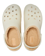 The Crocs Womens Classic Platform Lined Clogs in Bone