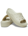 The Crocs Womens Classic Platform Sliders in Bone