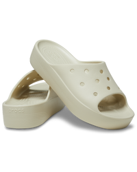 The Crocs Womens Classic Platform Sliders in Bone