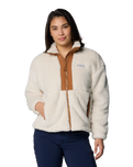 The Columbia Womens Boundless Discovery Sherpa Full Zip Fleece Jacket in Chalk & Camel Brown