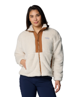 The Columbia Womens Boundless Discovery Sherpa Full Zip Fleece Jacket in Chalk & Camel Brown