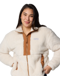 The Columbia Womens Boundless Discovery Sherpa Full Zip Fleece Jacket in Chalk & Camel Brown