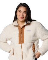 The Columbia Womens Boundless Discovery Sherpa Full Zip Fleece Jacket in Chalk & Camel Brown