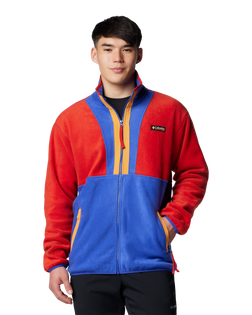 The Columbia Mens Backbowl II Full Zip Fleece Jacket in Sail Red & Clematis Blue