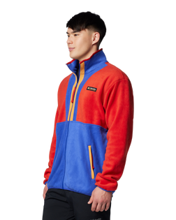 The Columbia Mens Backbowl II Full Zip Fleece Jacket in Sail Red & Clematis Blue