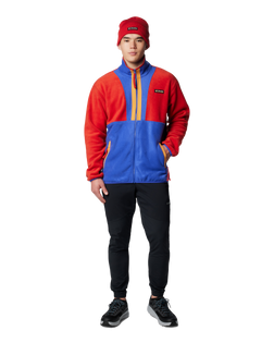 The Columbia Mens Backbowl II Full Zip Fleece Jacket in Sail Red & Clematis Blue