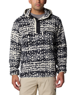 The Columbia Mens Helvetia II Printed Hooded Fleece Jacket in Black Stippled Stripe