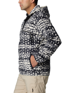 The Columbia Mens Helvetia II Printed Hooded Fleece Jacket in Black Stippled Stripe