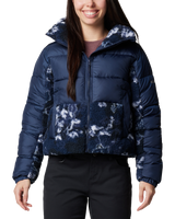 The Columbia Womens Leadbetter Point II Print Sherpa Hybrid Jacket in Collegiate Navy & Collegiate Navy Shadowvines