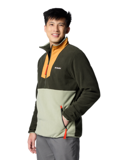 The Columbia Mens Sequoia Grove Half Zip Fleece Jacket in Greenscape, Sunstone, Safari & Spicy Pull