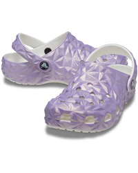 The Crocs Girls Girls Classic Iridescent Geometric Clog in White