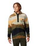 The Columbia Mens Helvetia II Printed Half Snap Fleece Jacket in Greenscape & Stippled Stripe