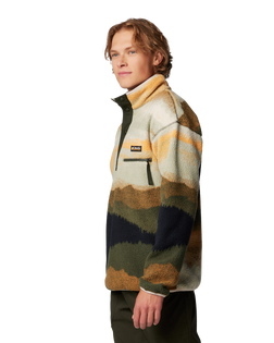 The Columbia Mens Helvetia II Printed Half Snap Fleece Jacket in Greenscape & Stippled Stripe